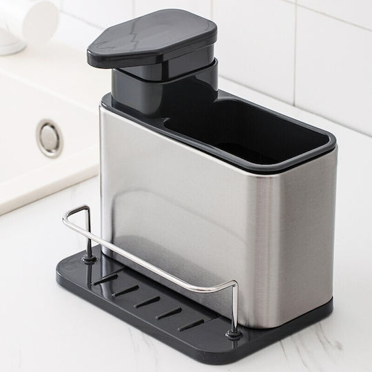 Alista Home Kitchen Plastic Dispenser with Sponge Holder Black 250ml