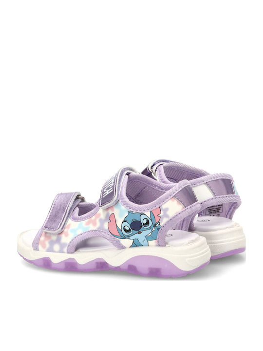 Παιδικά Πέδιλα Lilo & Stitch με Σκρατς & Φωτάκια Λιλά