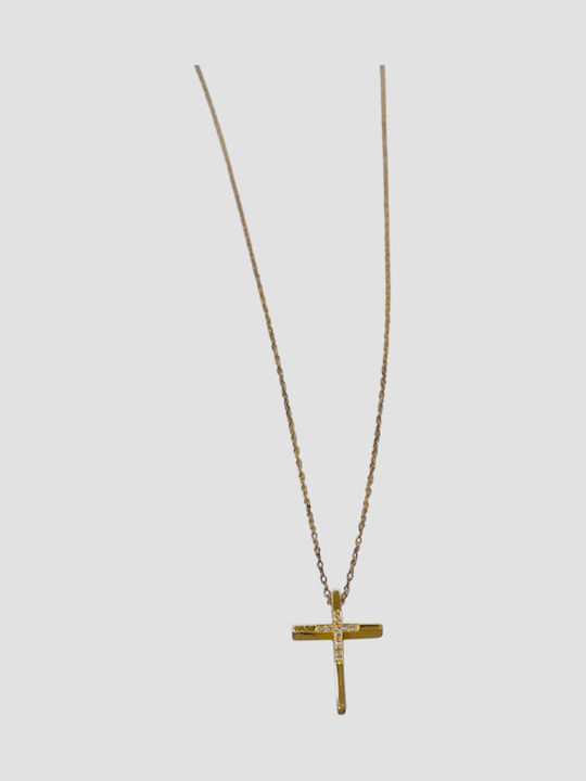 Fa Cad'oro Kreuz aus Vergoldetem Silber mit Kette