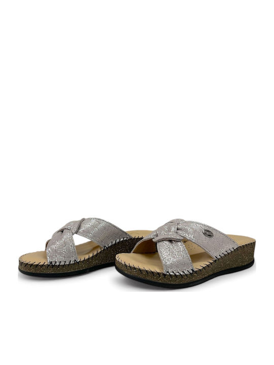 Leather Women's Flat Sandals Gray