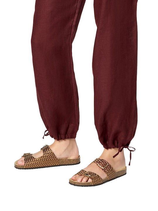 Brionia Leder Flache Damen Sandalen Braun