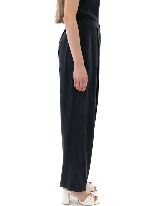 Damen Hochgeschnittenes Stoffhose Schwarz