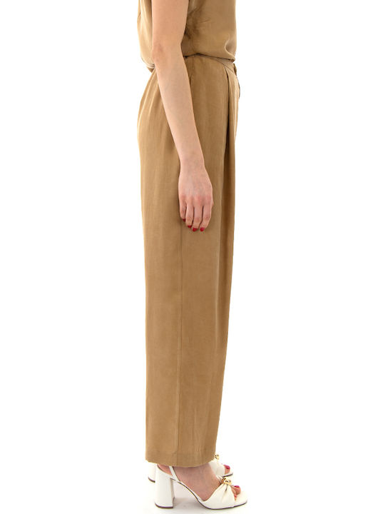 Pants Women's High Rise Fabric Trousers Gold