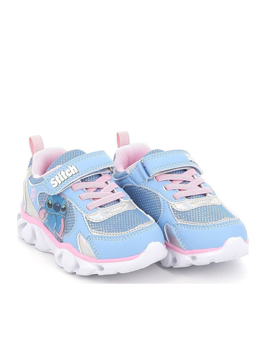 Stitch Stitch Kids Sneakers with Hoop & Loop Closure and Lights Light Blue