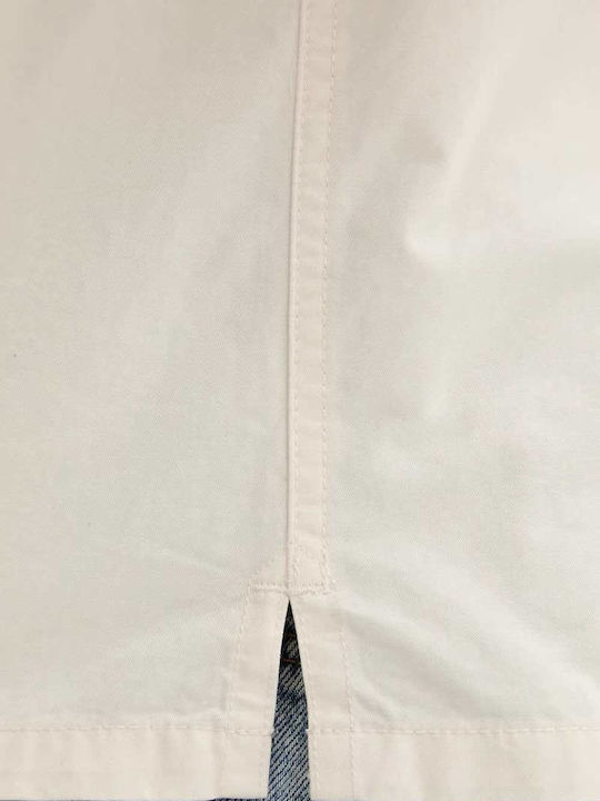 Cropped Mâneca Scurtă Cămașă Denim Ecru