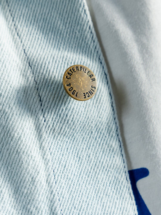 Дълъг Ръкав Деним Overshirt Стандартна Кройка Деним Светъл Избелен