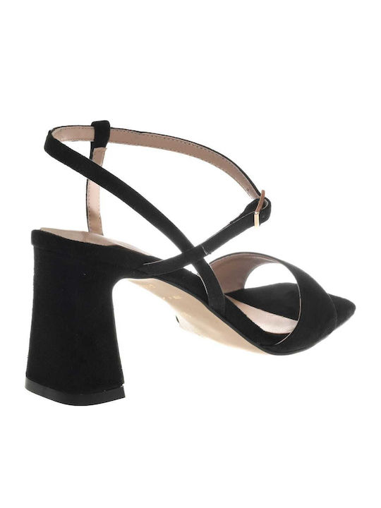 Suede Damen Sandalen Schwarz