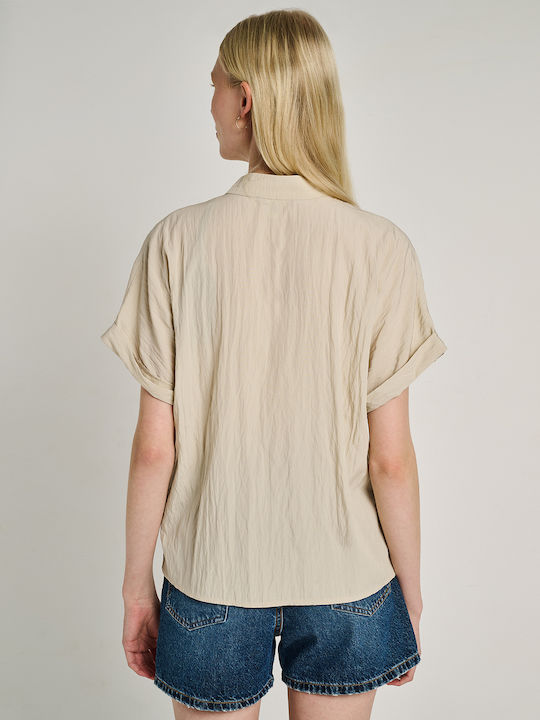 Kurzärmeliges Damenhemden Denim Grau