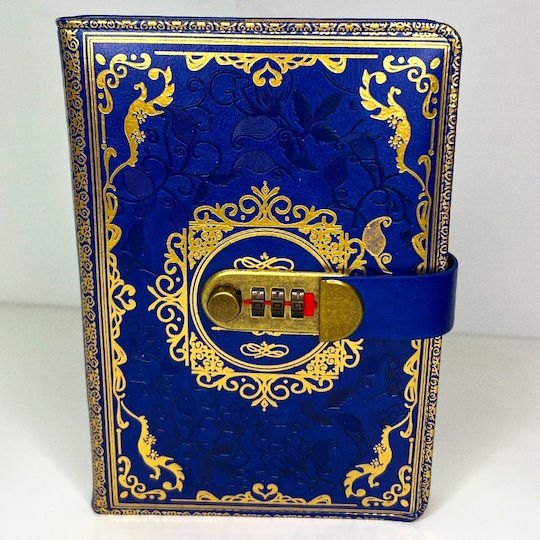 Velve Notebook with Lock Blue