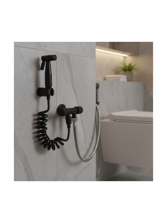 Avizar Multifunction Hand Shower Spiral Hose Stopcock Black