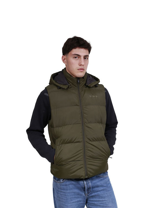 Sleeveless Puffer Windproof Jacket Olive