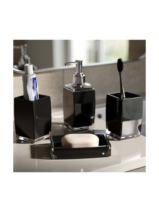 Avizar 4pcs Bathroom Accessories Set Soap Dispenser Tumbler Soap Dish Black