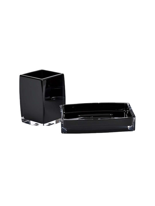 Avizar 4pcs Bathroom Accessories Set Soap Dispenser Tumbler Soap Dish Black