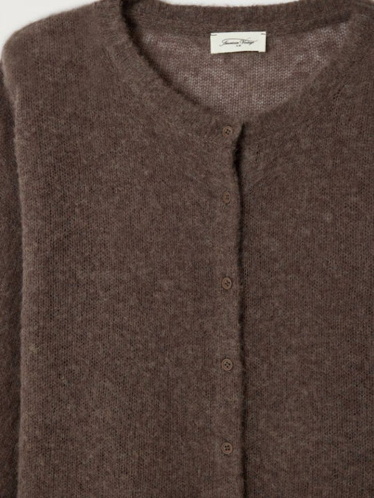 Women's Knitted Cardigan with Buttons Brown