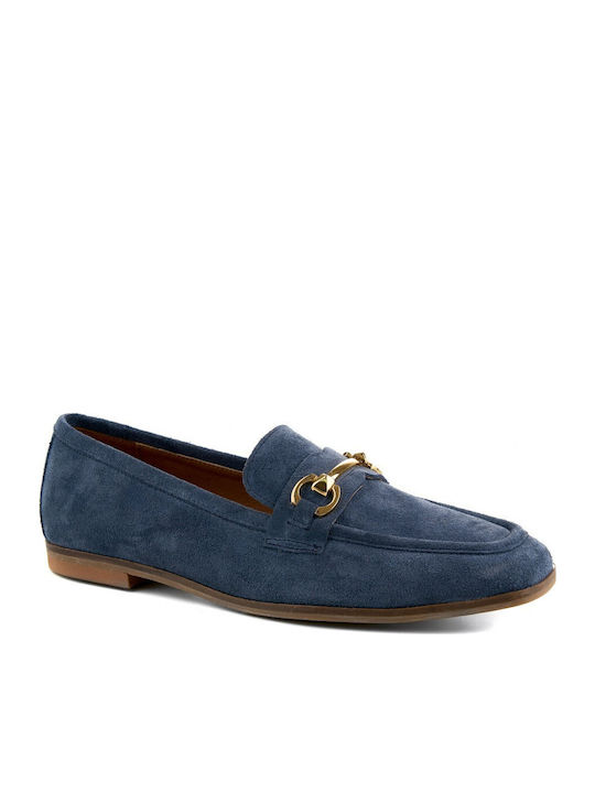 Δερμάτινα Γυναικεία Loafers σε Μπλε Χρώμα