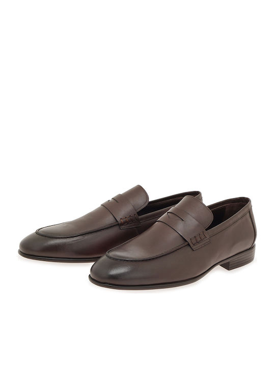 Δερμάτινα Ανδρικά Loafers σε Καφέ Χρώμα