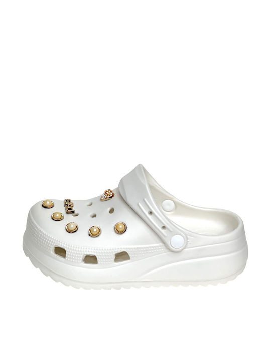 Sabino Women's White Clogs E428-Z-ASPRO