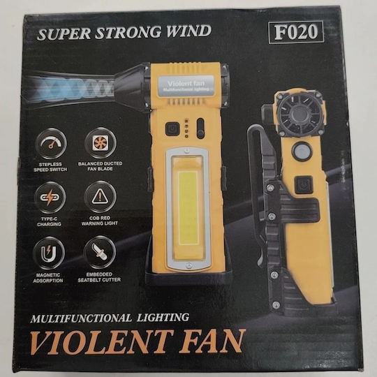 Perg Violent Fan F020 Upgraded Mini Turbofan 130,000 Rpm – Wireless Portable High Speed Blower 5000mah Battery Led Lights 4 Nozzles Emergency Seat Belt Cutter