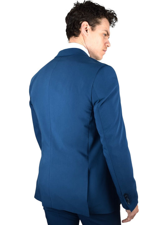 Men's Suit with Vest Petrol Blue