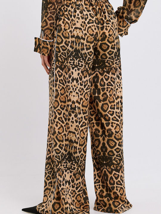 Women's Satin Pantaloons with Rubber Band Leopard Leopard