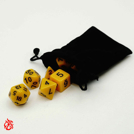 Set Of Matte Mustard Dice Pouch Set Of Acrylic Dice RPG Dungeons & Dragons Pathfinder Wargames
