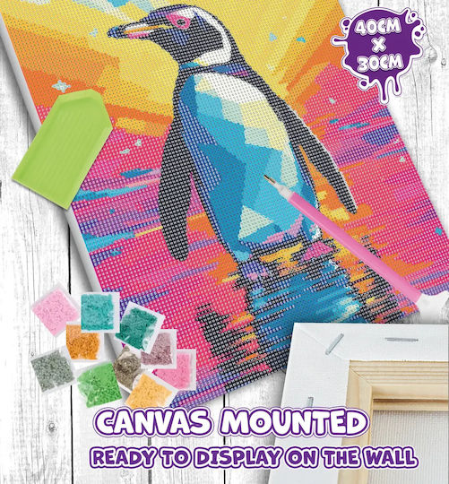 Splat Planet Set Diamantmalerei Pinguin Segeltuch Leinwand 30x40cm