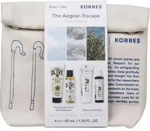 Korres The Aegean Escape Travel Set for Moisturizing & Body Cleaning 5 Pieces