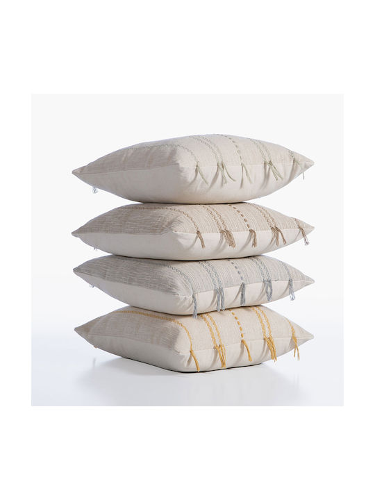 Nef-Nef Homeware Възглавница За Диван Bleeze От 100% Памук Натурален/Жълт 45x45см