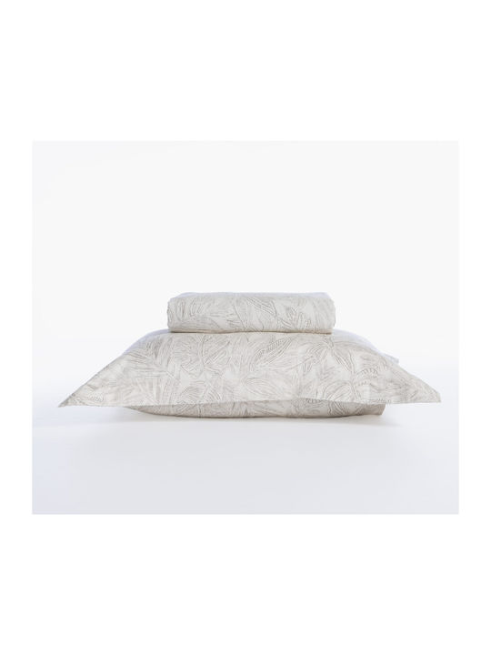 Nef-Nef Homeware Tundra Coverlet Double Cotton Satin Ecru Grey 240x230cm