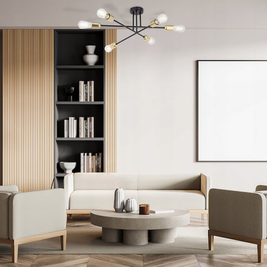 TK Lighting Πλαφονιέρα Οροφής Μαύρη με Ντουί E27