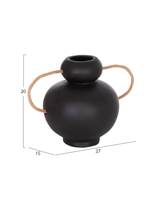 HomeMarkt Decorative Vase Ceramic Mibo Black 22.5x15xH19cm