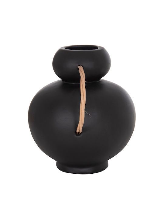 HomeMarkt Decorative Vase Ceramic Mibo Black 22.5x15xH19cm