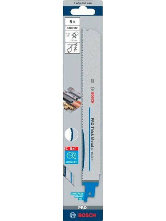 Bosch Λάμα Σπαθόσεγας 5tεμ Pro Thick Metal Precise S1137hbf #2608658998