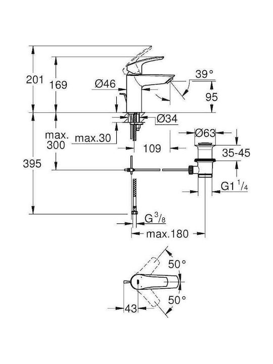 Grohe Миксер Батерия За Умивалник Черна