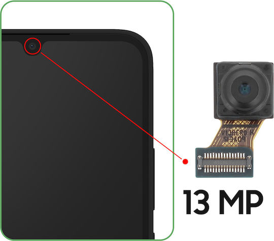 Clappio Front Camera Galaxy A34 5g 13mp Selfie Module Connection Flex Cable Black