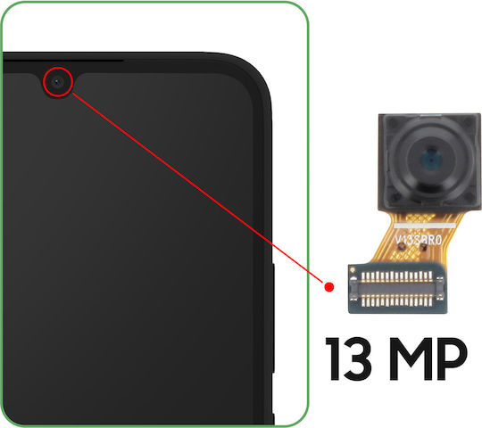 Samsung Cameră Frontală Originală Galaxy A34 5g 13mp Modul Selfie Pachet Service Negru Galben