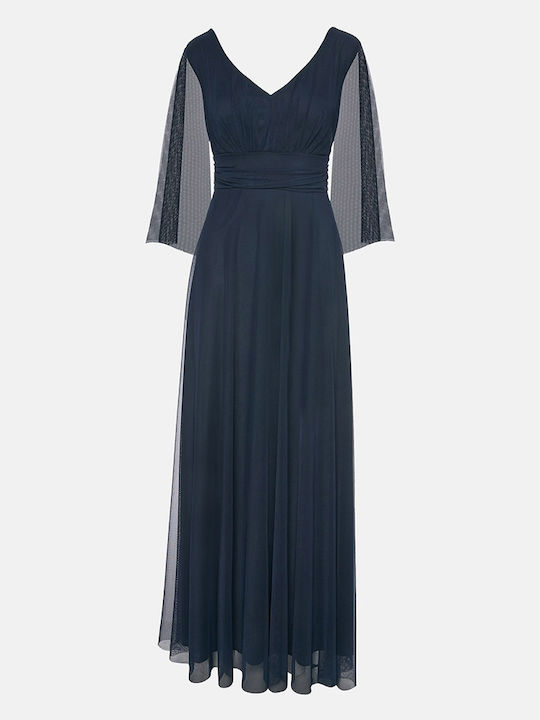 Maxi Dress for Wedding / Christening with Tulle Navy Blue