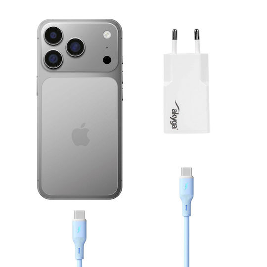 Akyga GaN Wireless Charger with 2 USB-C Ports 65W Power Delivery Quick Charge 3.0 Quick Charge 4+ White (AK-CH-32)