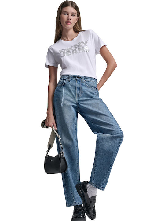 Γυναικείο T-shirt White, Silver
