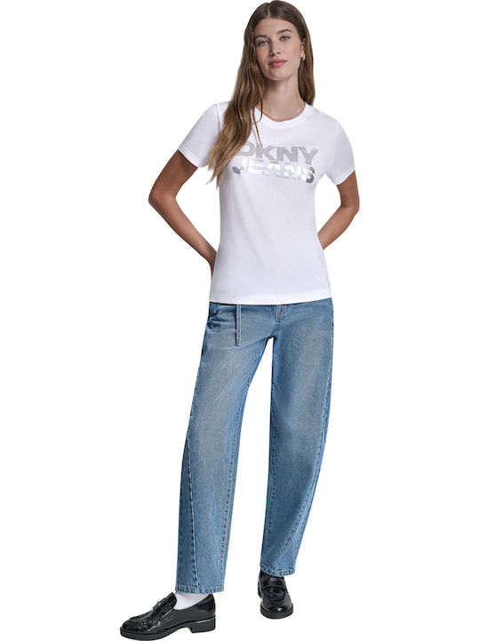 Γυναικείο T-shirt White, Silver