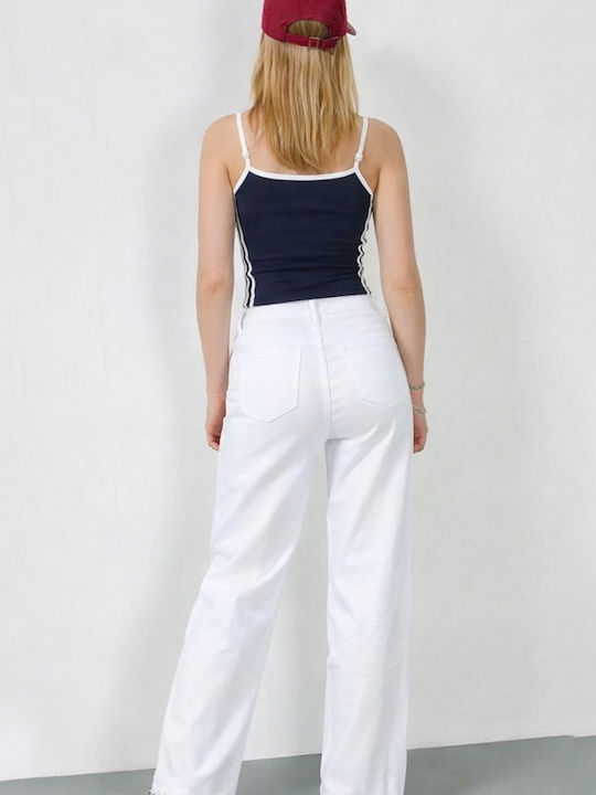 Hochgebirge Damen Jeans Hosen in Entspannte Passform Weiß