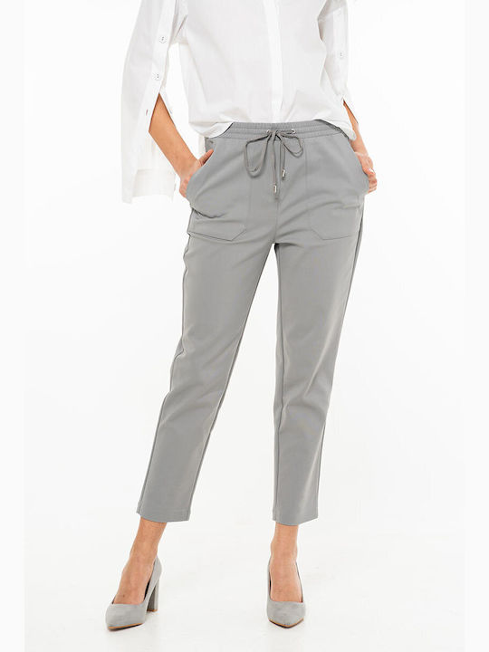 Women's Fabric Trousers in Relaxed Fit Grey