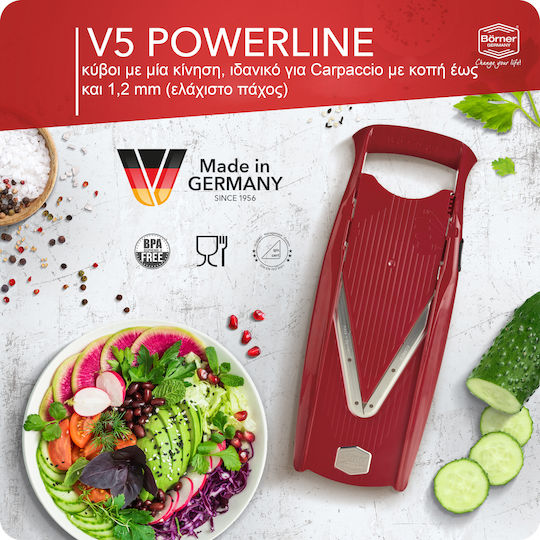 Borner Kitchen Cutting & Slicing Tools Slicer V5 Powerline Pro Set 7 Pieces Red
