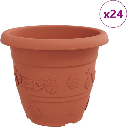 vidaXL Set 24 Kunststoff-Blumentöpfe Terrakotta 34x28cm