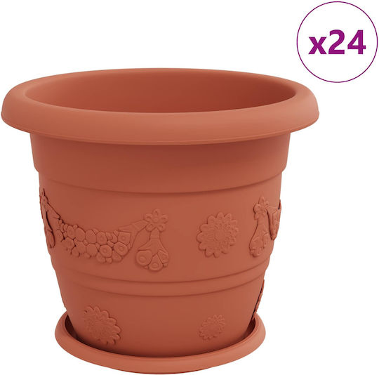 vidaXL Satz 24 Kunststoff Pflanzgefäße Terrakotta 34x28cm