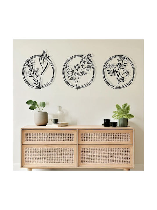Pakketo Decorative Silhouette Fremio Pakooworld Black Metallic 30x1.5x30cm 3 Pieces