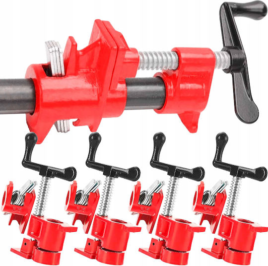 Set 4 Morsă Tâmplărie Zola 3/4″ Țevi Deschidere Maximă 68 Mm Dimensiuni 40 X 40 Mm Roșie