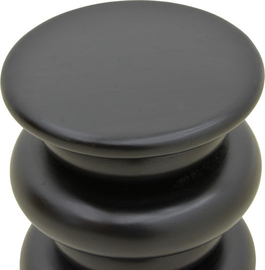 Round Side Coffee Table Circena Made of Solid Black Wood W40xL40xH45cm