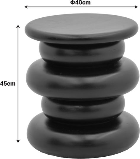 Round Side Coffee Table Circena Made of Solid Black Wood W40xL40xH45cm