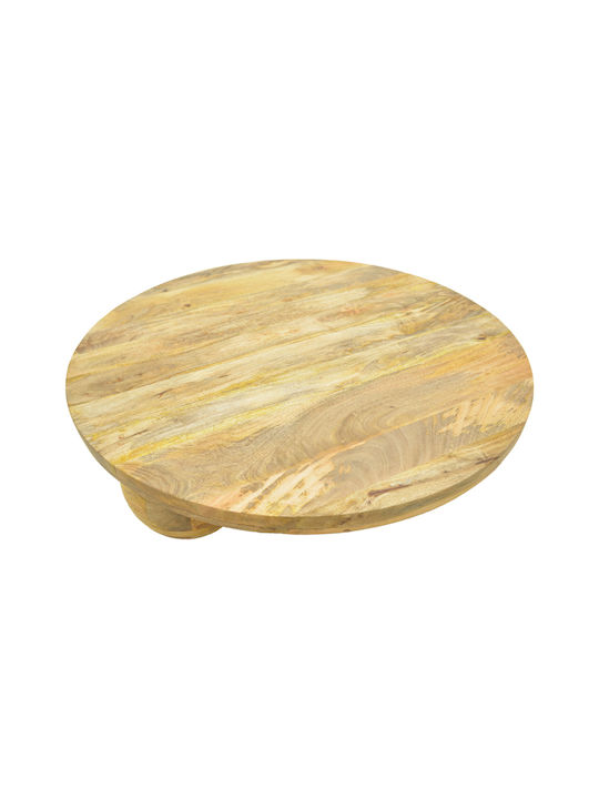 Round Central Coffee Table Fedena Made of Solid Wood Ø90 L90xW90xH30cm